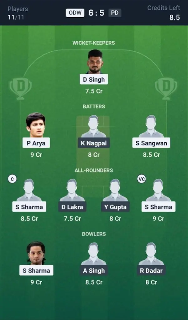 ODW VS PD Dream11 Prediction Small League Team 