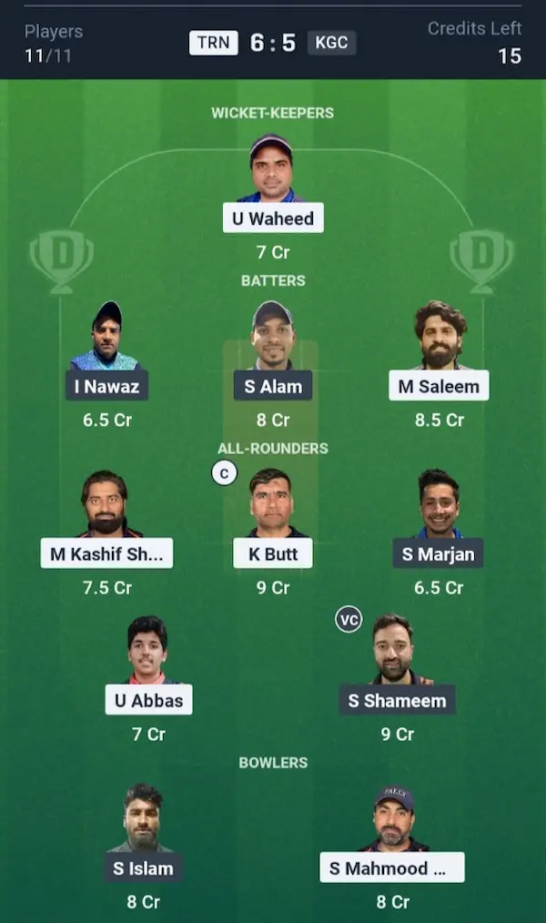 TRN vs KGC Dream11 Prediction Grand League Team