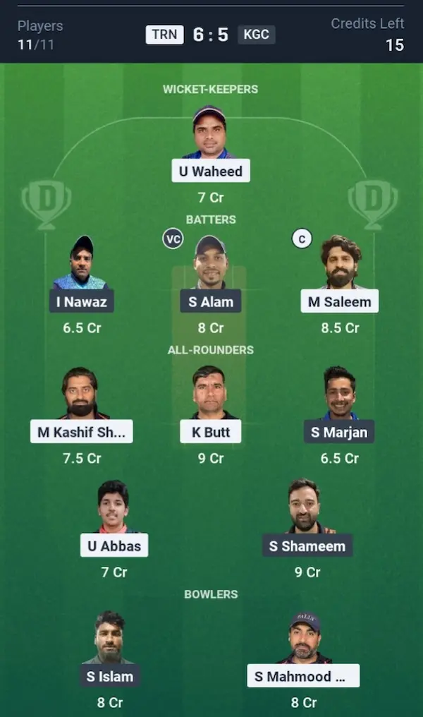 TRN vs KGC Dream11 Prediction Small League Team