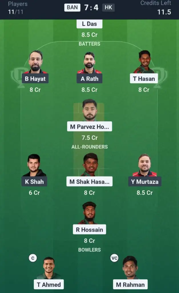 BAN VS HK Grand League Team 