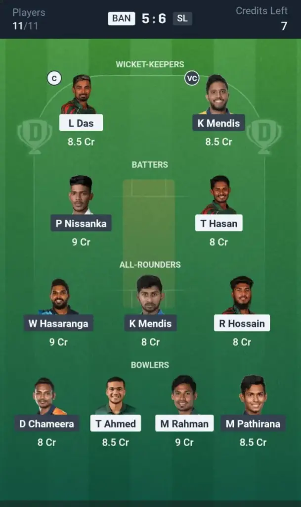 BAN VS SL Grand League Team 