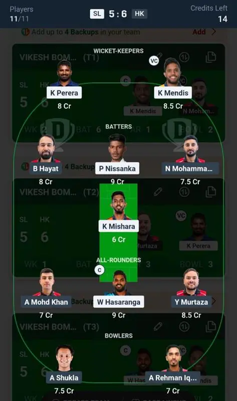 SL VS HK Small League Team