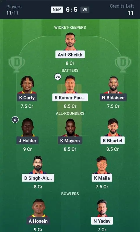 WI VS NEP Grand League Team