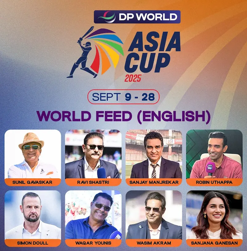 English Commentators with photo for Asia Cup 2025