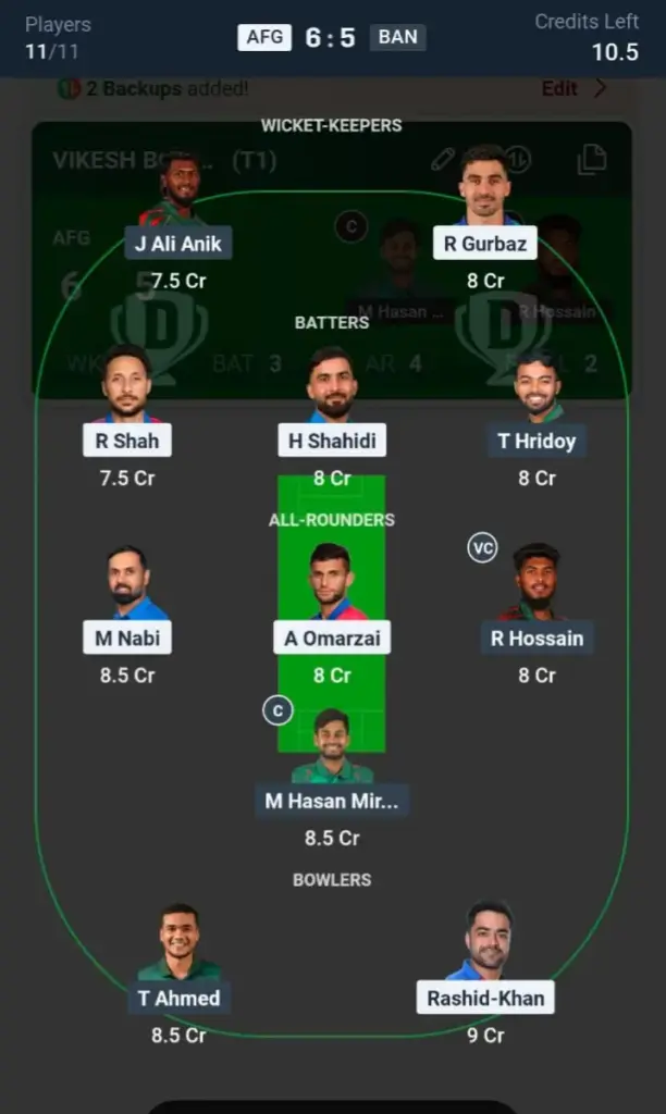 AFG VS BAN Grand League Team