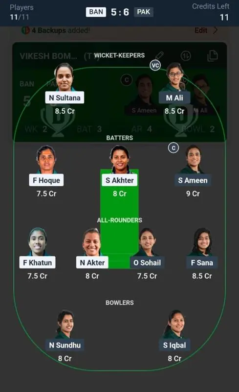 BAN-W VS PAK-W Small League Team