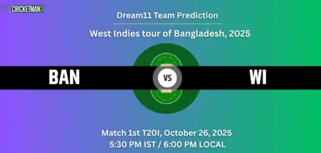 BAN vs WI Dream11 Prediction Today 1st T20I Match: Fantasy Cricket Tips, Captain & Vice-Captain Choices, Playing XI – Bangladesh vs West Indies T20I Series 2025 BAN vs WI Dream11 Prediction