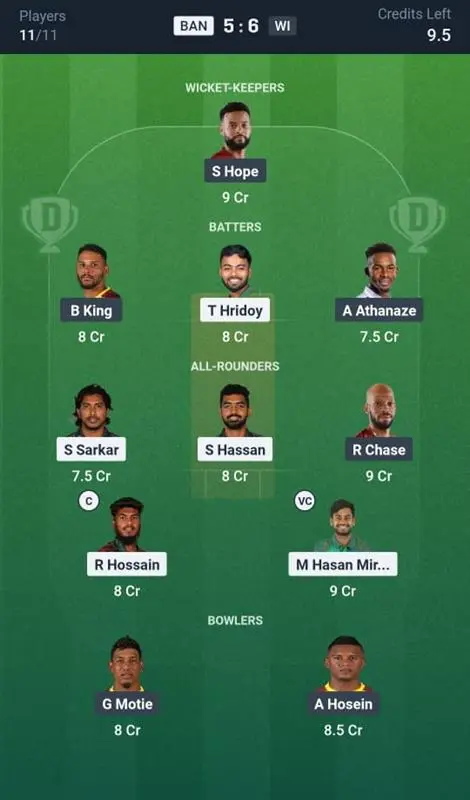 BAN vs WI Small League Team