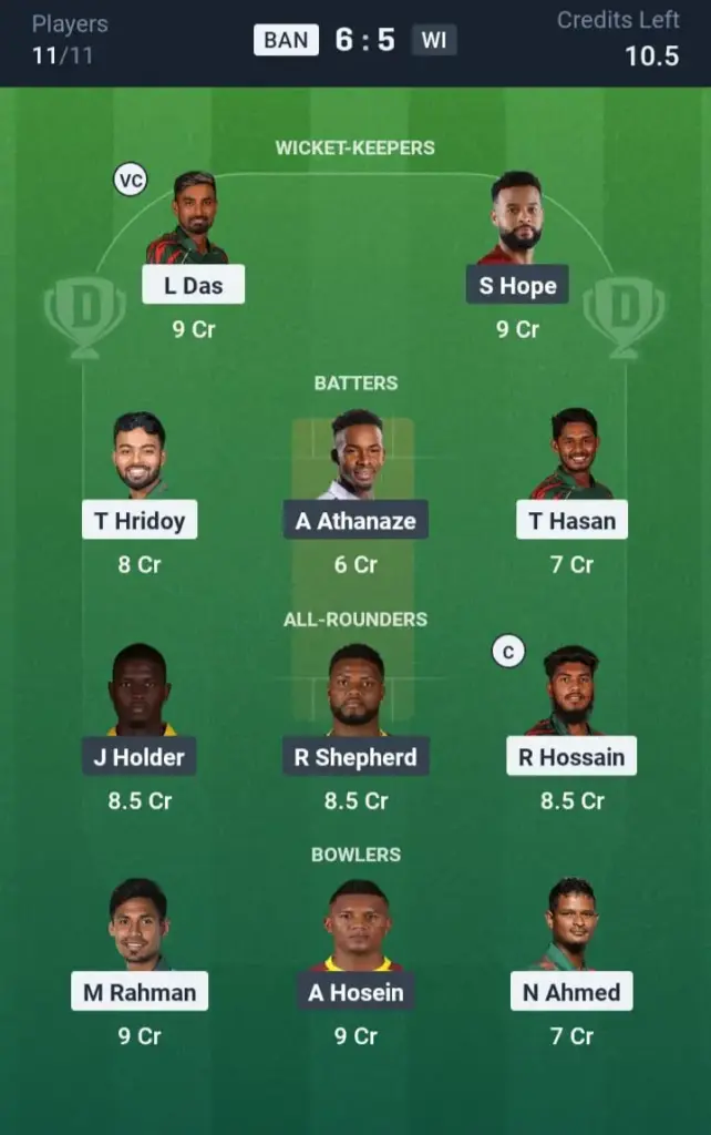 BAN vs WI Small League Team