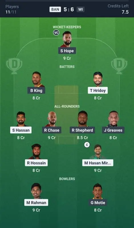 BAN vs WI Small League Team