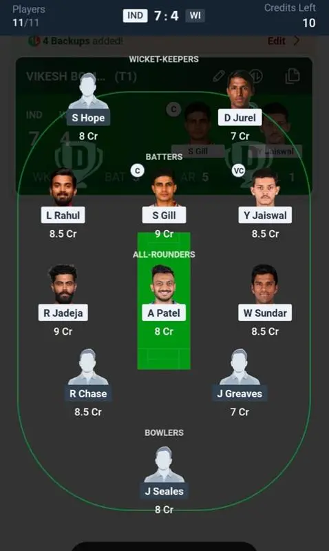 IND VS WI Small League Team