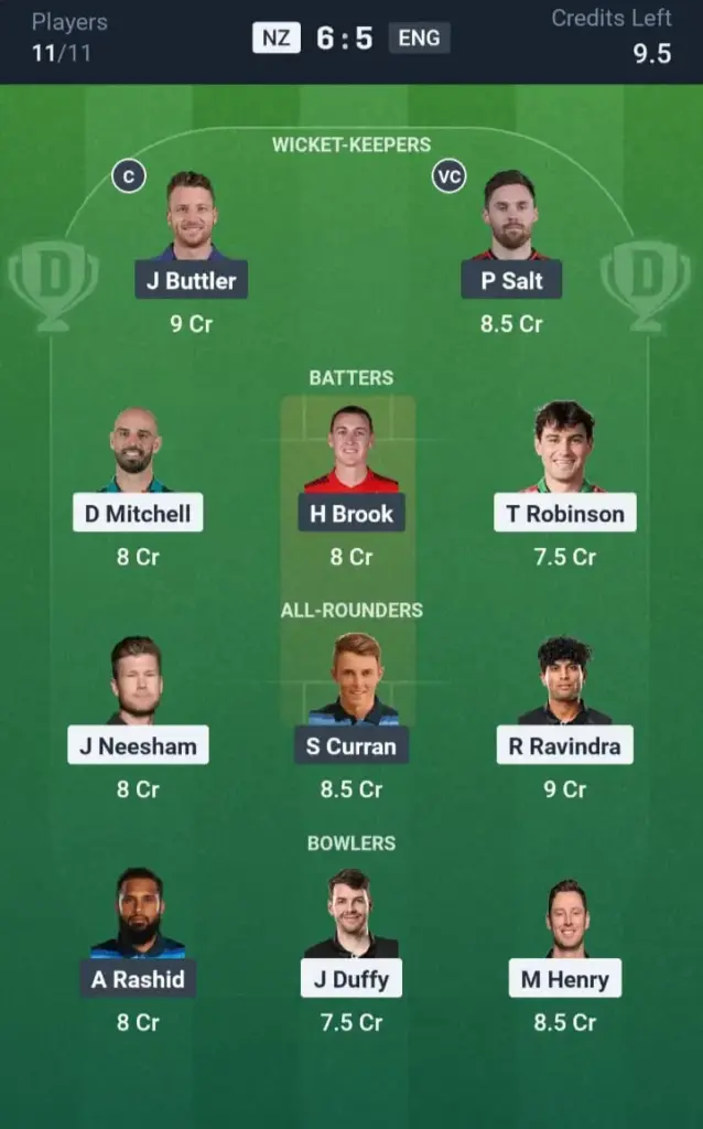 NZ vs ENG Dream11 Prediction Grand League Team