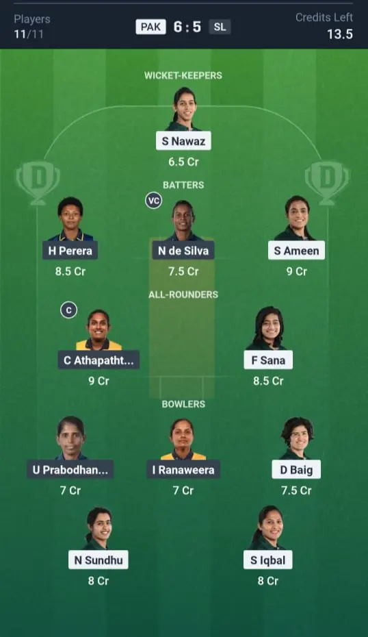 PAK-W VS SL-W Grand League Team