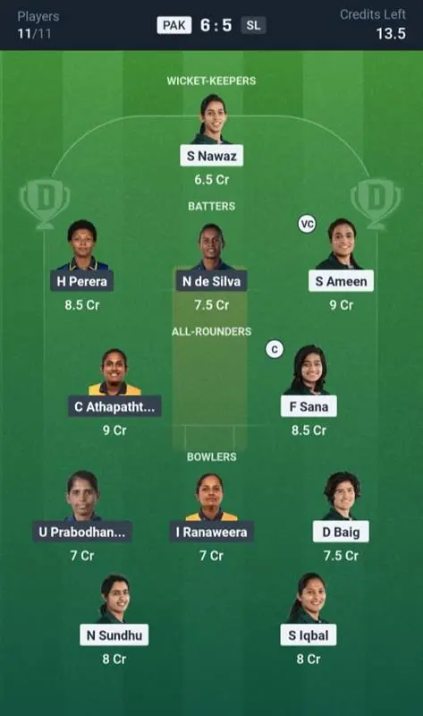 PAK-W VS SL-W Small League Team