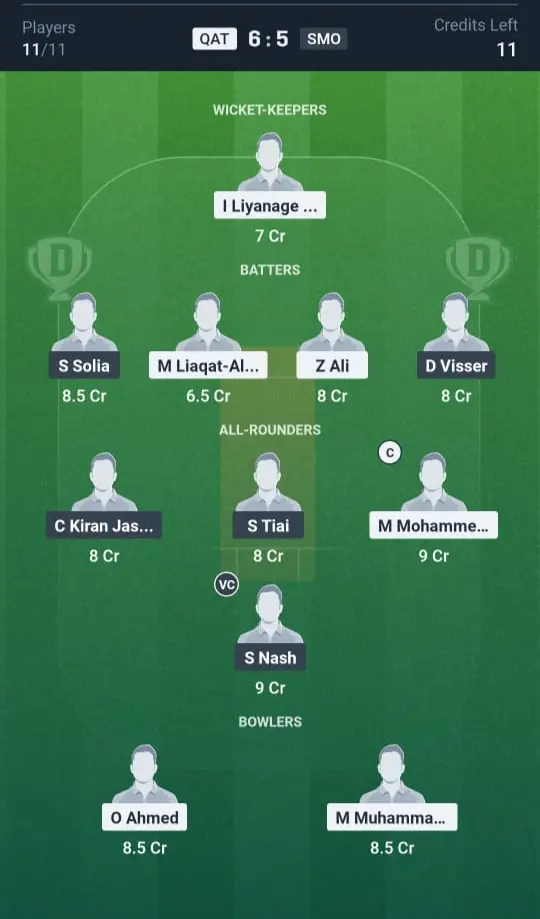 QAT vs SMO Grand League Team