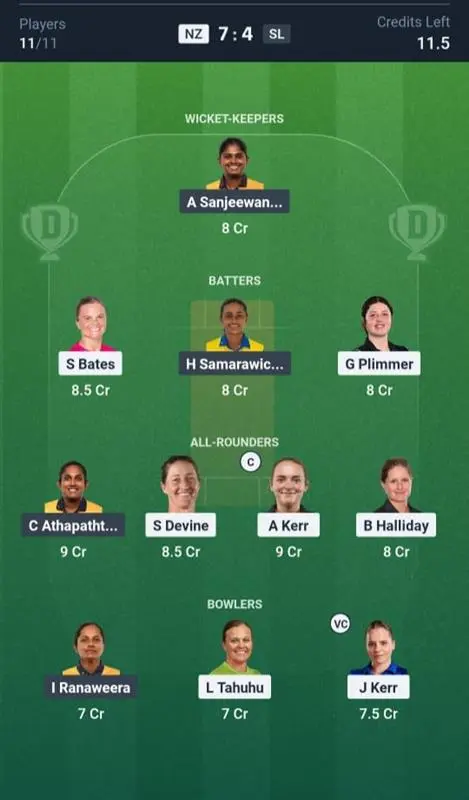 SL-W VS NZ-W Small League Team