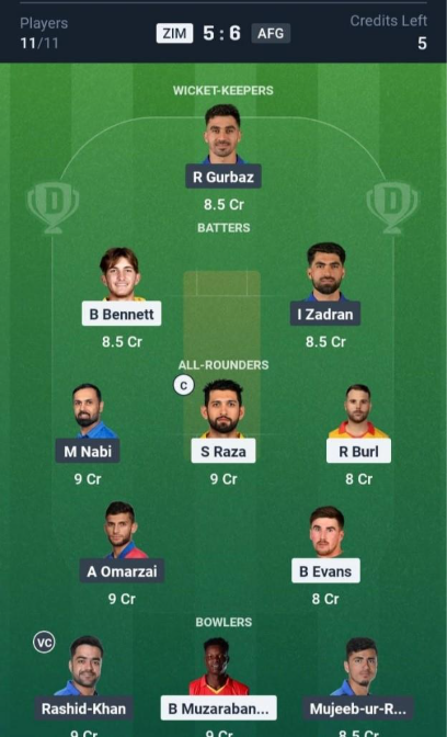 ZIM vs AFG Grand League Team 