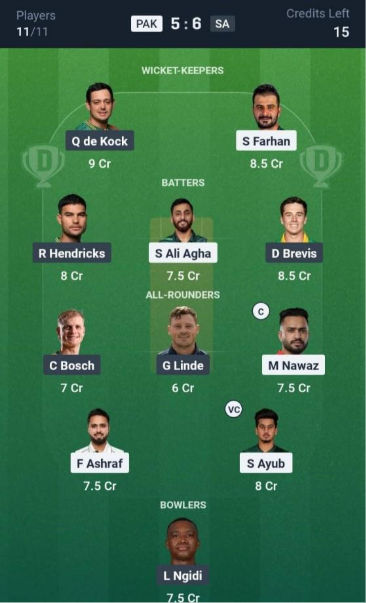 PAK VS SA Grand League Team 