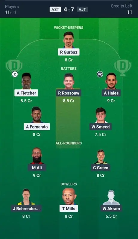 AST vs AJT Dream11 Prediction Small League Team