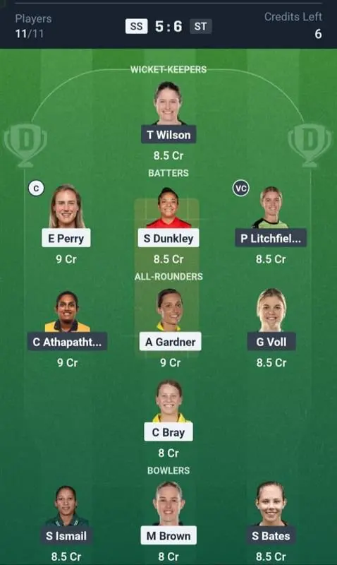 SS-W vs ST-W Dream11 Prediction Small League Team