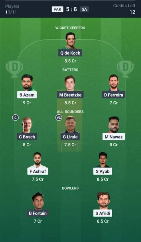 PAK vs SA Small League Team