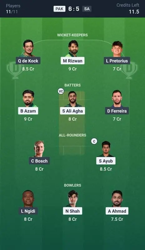 PAK vs SA Small League Team