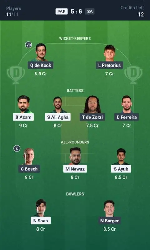 PAK vs SA Small League Team