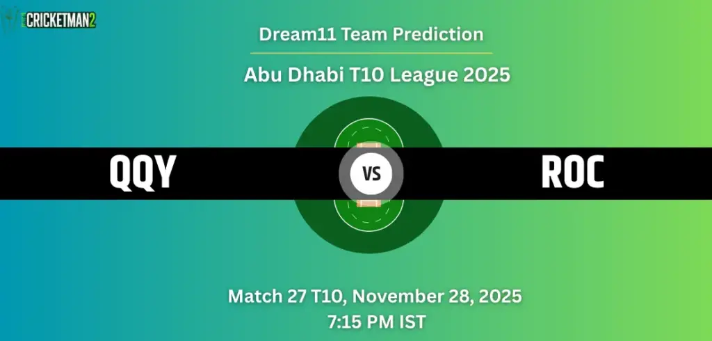 QQY vs ROC Dream11 Prediction Today Match 27: Fantasy Cricket Tips, Captain & Vice-Captain Choices, Playing XI – Abu Dhabi T10 League 2025 QQY vs ROC Dream11 Prediction