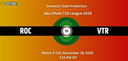 ROC vs VTR Dream11 Prediction Today Match 4: Fantasy Cricket Tips, Captain & Vice-Captain Choices, Playing XI – Vista Riders tour of Royal Champs 2025 ROC vs VTR Dream11 Prediction