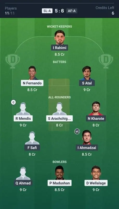 SL-A vs AF-A Dream11 Prediction Small League Team