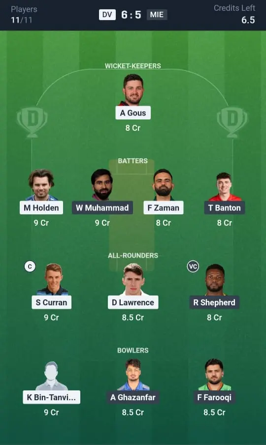 DV VS MIE Grand League Team