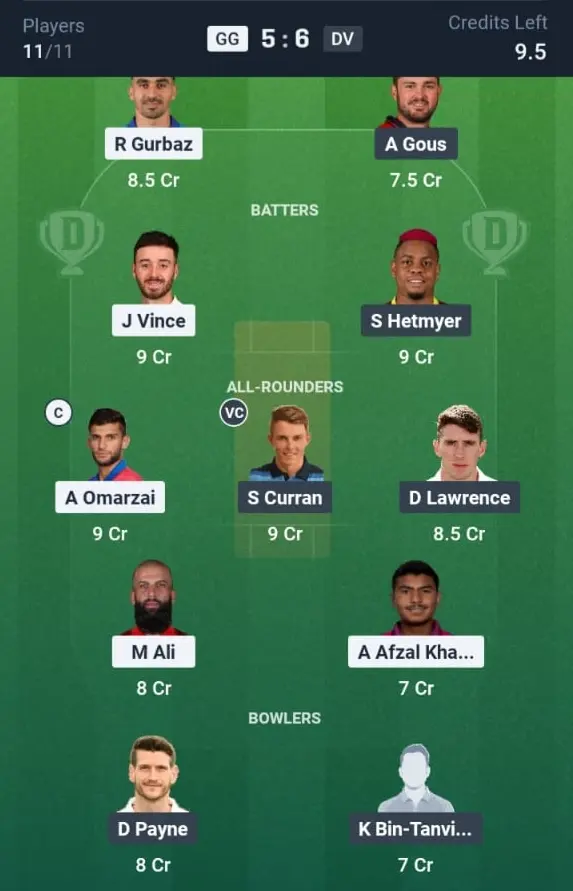 GG VS DV Grand League Team