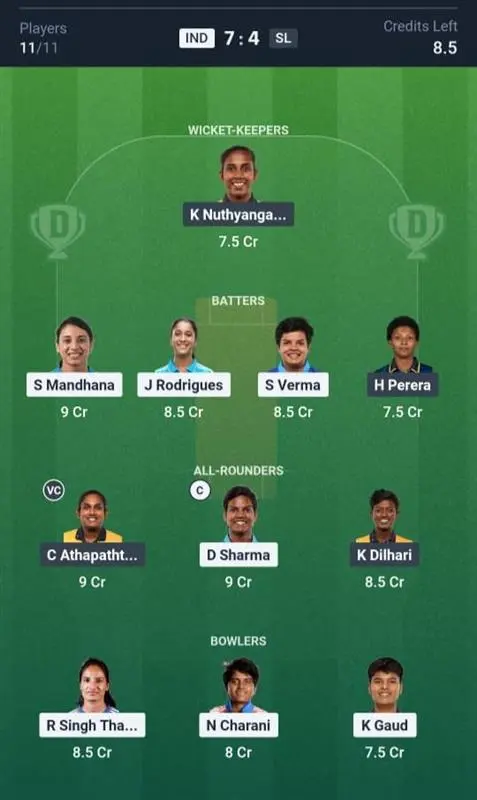 IND-W VS SL-W Small League Team