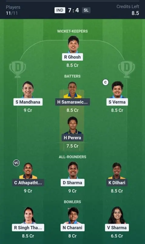 IND-W VS SL-W Small League Team 
