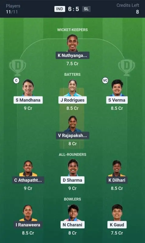 IND-W VS SL-W Small League Team 