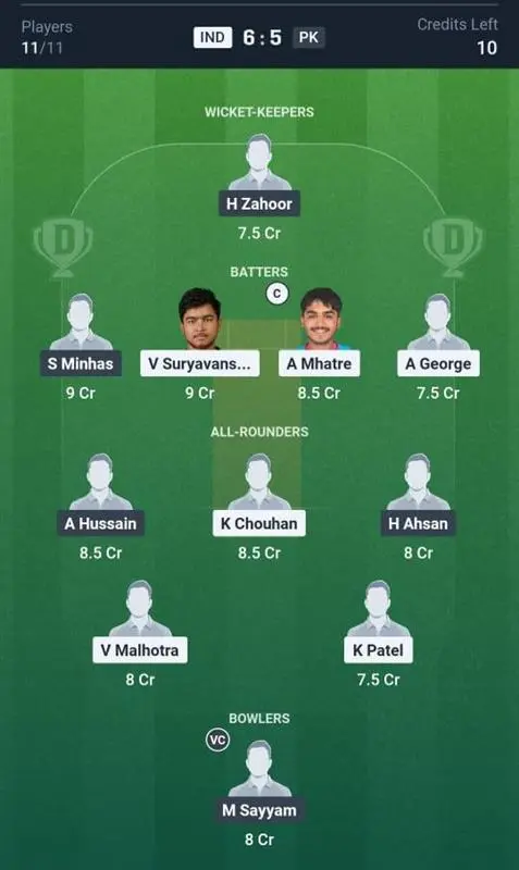 IND vs PAK Grand League Team 