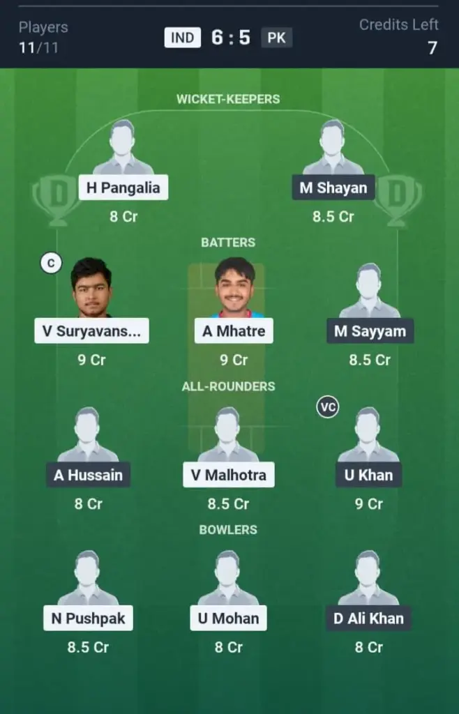 IND vs PAK Grand League Team