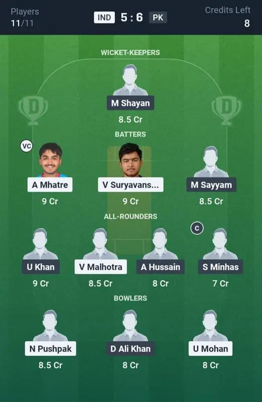 IND vs PAK Small League Team