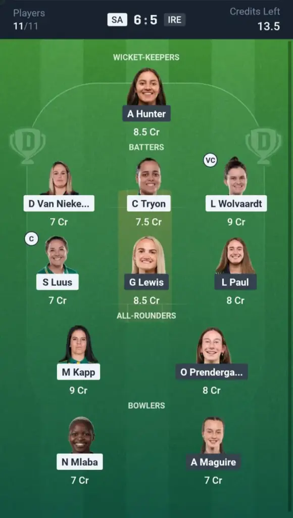 SA-W VS IRE-W Grand League Team