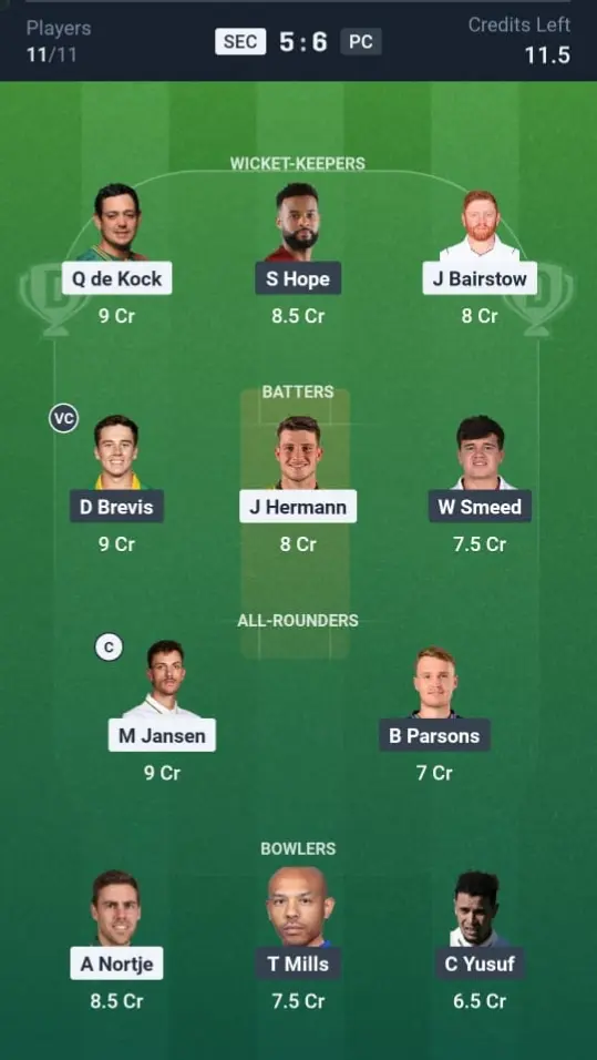 SEC vs PC Grand League Team 