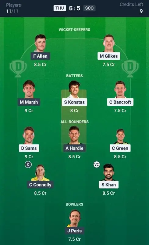 THU vs SCO Grand League Team