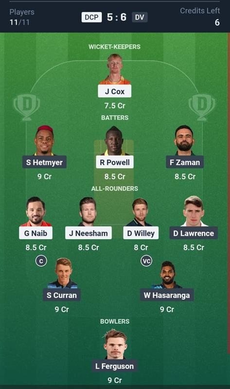 DCP vs DV Dream11 Prediction Small League Team