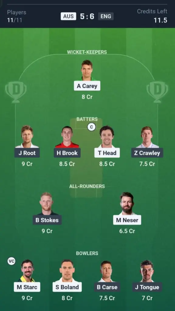 AUS VS ENG Grand League Team 