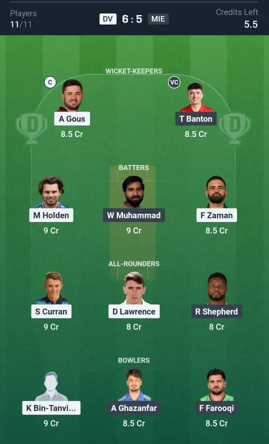 DV VS MIE Grand League Team 