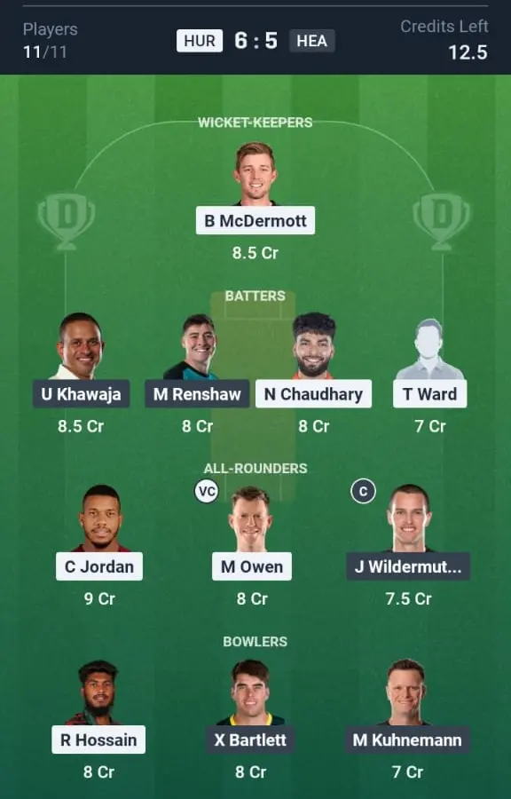 HUR vs HEA Grand League Team