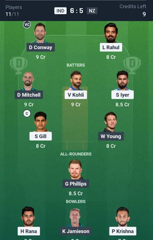 IND vs NZ Small League Team
