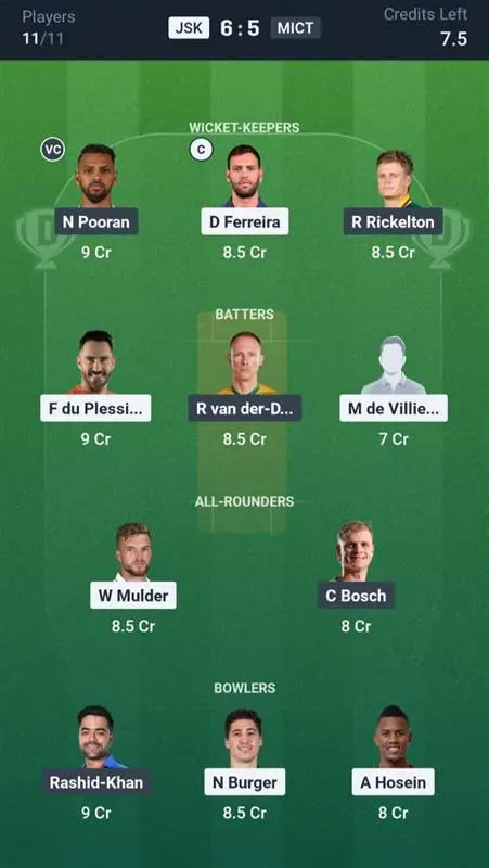 JSK vs MICT Grand League Team 