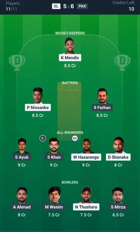 SL VS PAK Grand League Team 