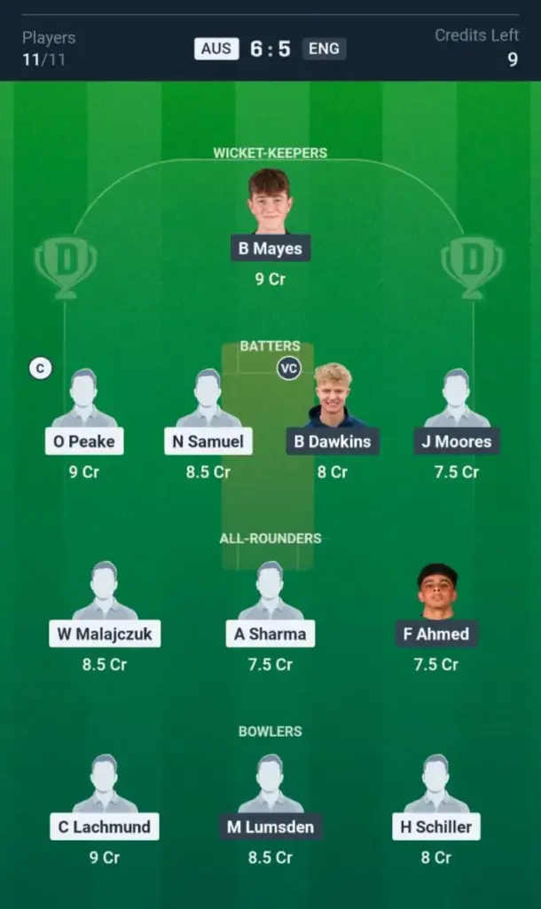 AUS VS ENG Dream11 Prediction Grand League Team
