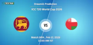 SL VS OMN Match 16, Dream11 Team Prediction, ICC T20 World Cup 2026: Fantasy Cricket Tips, Captain & Vice-Captain Choices, Playing XI & Live Updates 
